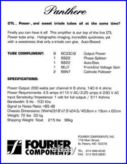 Fourier Components Panthere OTL Mono Block Tube Amps