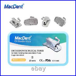 MacDent Dental Orthodontic Buccal Tubes 1st/2nd Molar Roth/MBT 018/022 Bondable