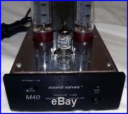 Sound Valves M40 Monoblock Tube Power Amplifier Qty 2 AMP -EL34 Output Tubes