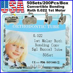 US 200Pcs Dental Orthodontic Buccal Tube Roth/MBT 022 1st 2nd Molar Bondable