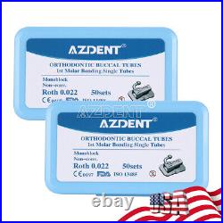 US 5X AZDENT Dental Monoblock Buccal Tube 1st Molar Roth 0.022 Bondable Non-Conv