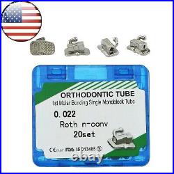 US 80Pcs Dental Orthodontic Buccal Tubes Brackets Monoblock Roth 022 1st Molar