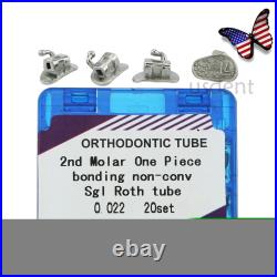 US Dental 20 Sets Orthodontic Monoblock Roth 022 2nd Molar Buccal Tubes 80Pcs