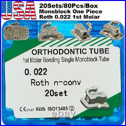 US Dental Orthodontic Buccal Tube 1st 2nd Molar Roth MBT 022 Bondable Monoblock